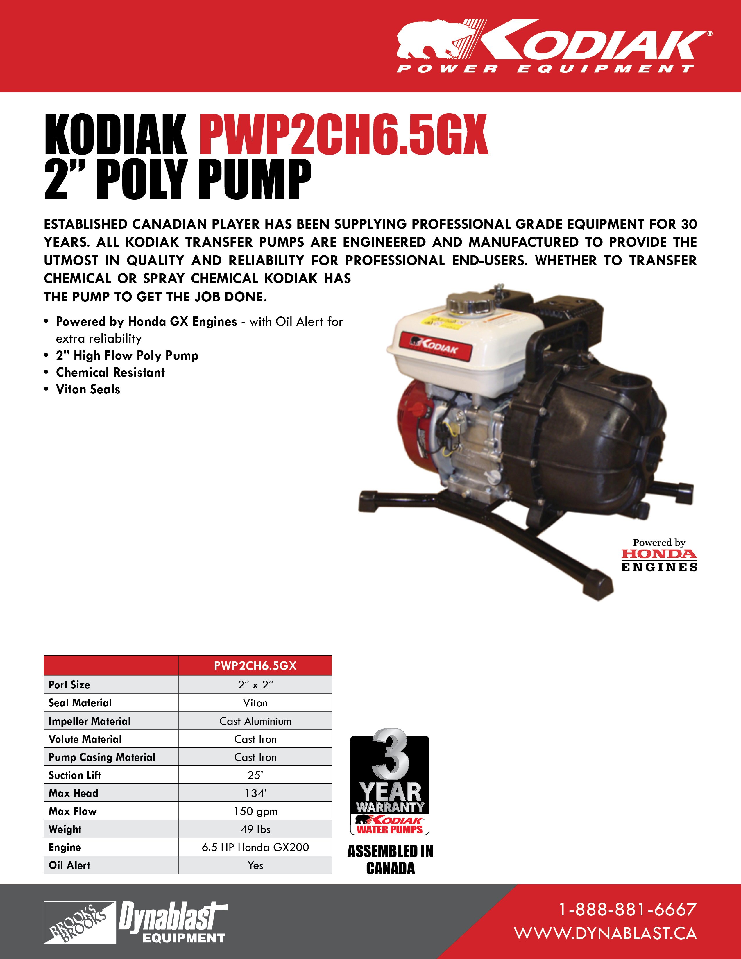 Kodiak PWP2CH5GX Spec Sheet