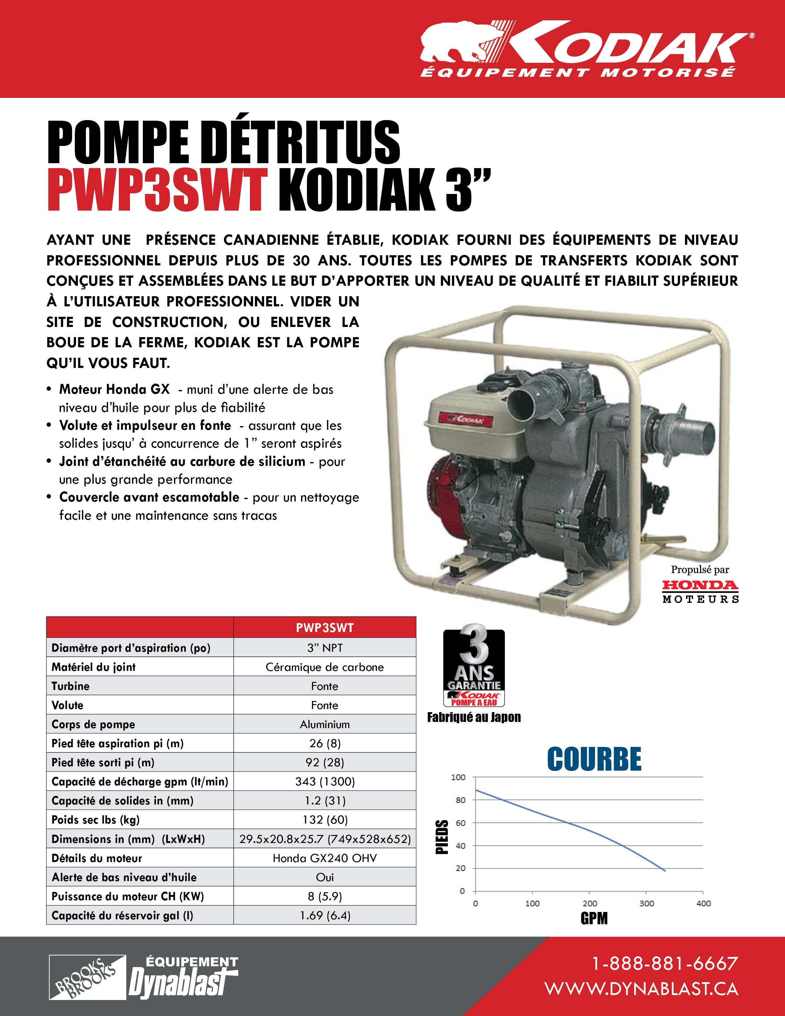 Kodiak PWP3SWT Spec Sheet FRE