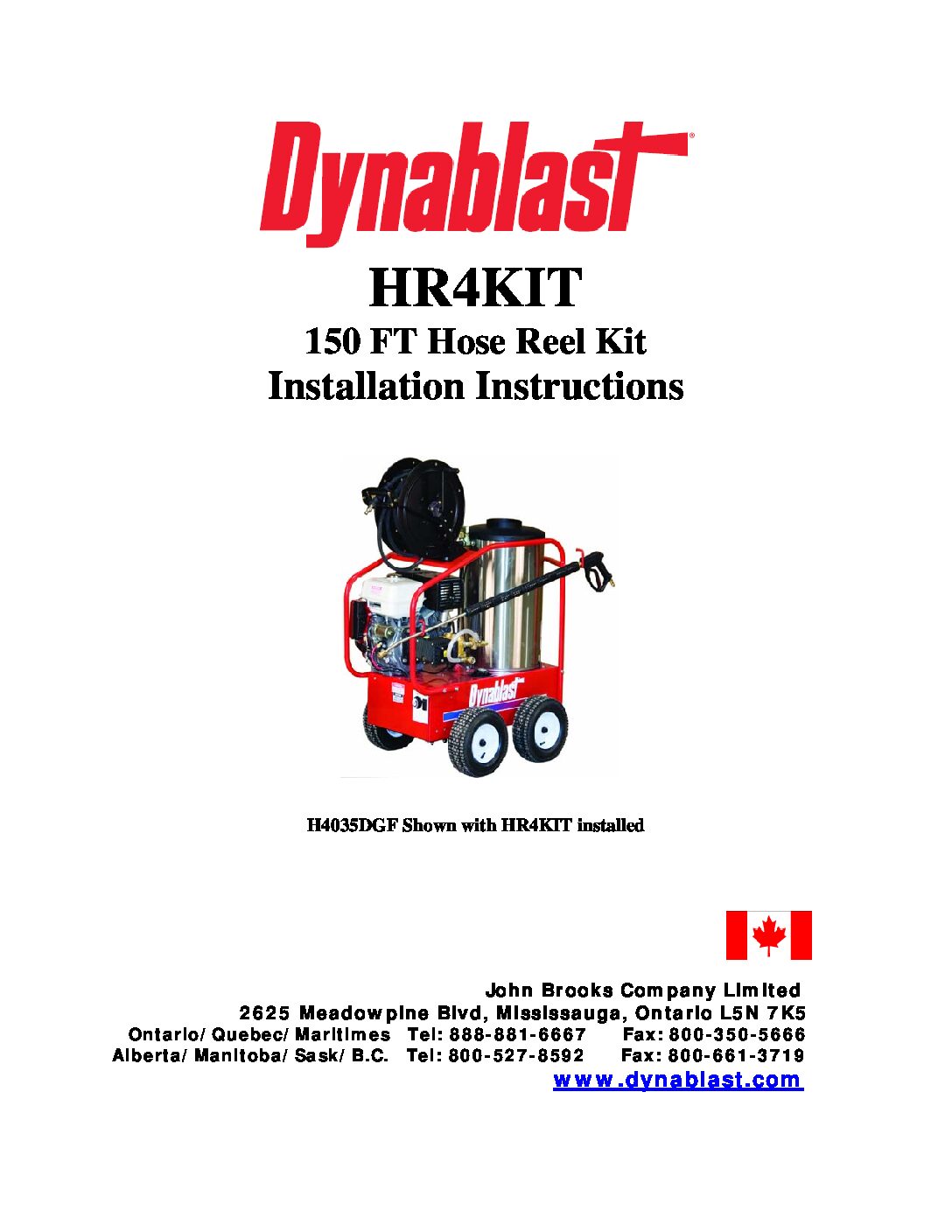 HR4KIT 150ft Hot Water Hose Reel Kit for Dynablast Hot Water